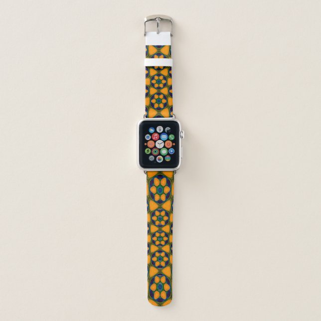 Unique Abstract Flowers Pattern Apple Watch Band (Front)