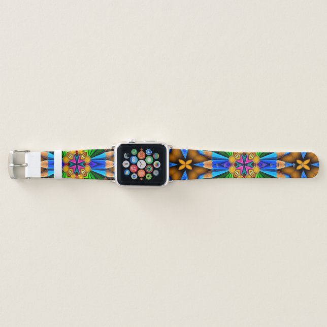 Unique Abstract Flowers Pattern Apple Watch Band (Front)