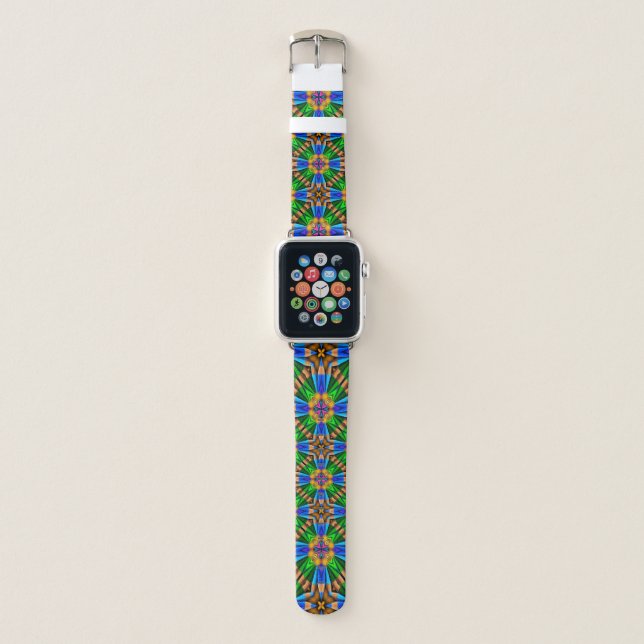 Unique Abstract Flowers Pattern Apple Watch Band (Front)