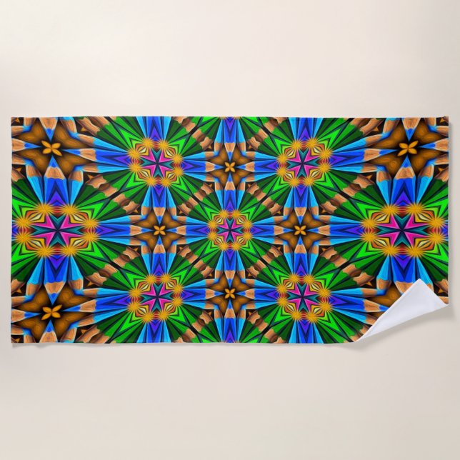 Unique Abstract Flowers Pattern Beach Towel (Front)