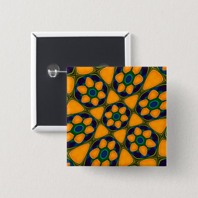 Unique Abstract Flowers Pattern Button (Front & Back)