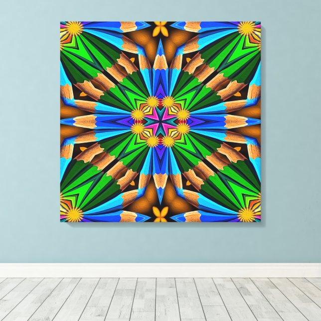 Unique Abstract Flowers Pattern Canvas Print (Insitu(Wood Floor))