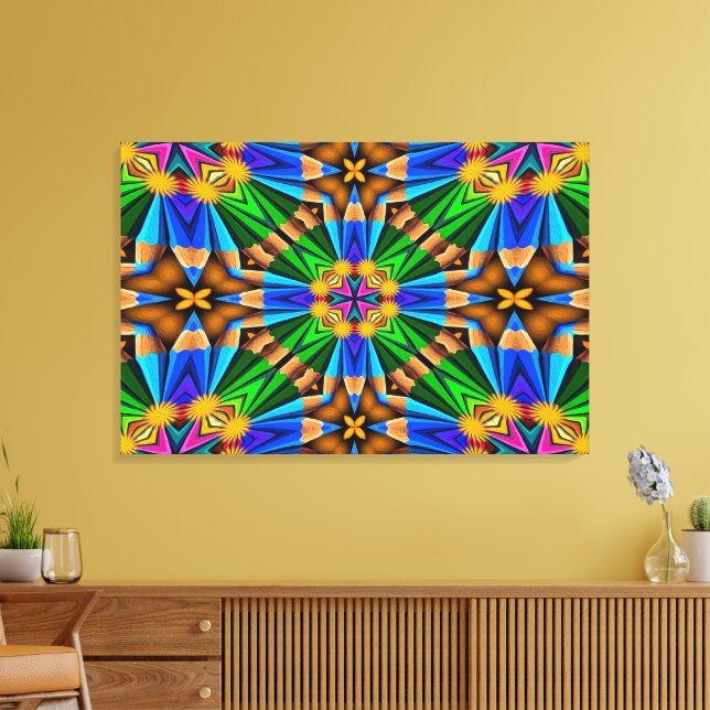 Unique Abstract Flowers Pattern Canvas Print (Insitu(LivingRoom))