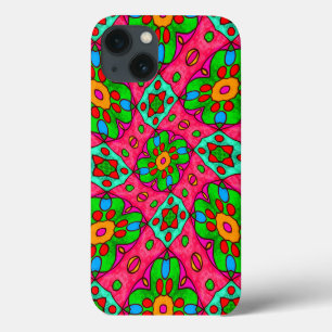 Unique Abstract Flowers Pattern iPhone 13 Case