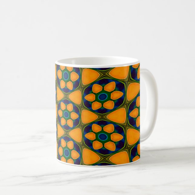 Unique Abstract Flowers Pattern Coffee Mug (Front Right)