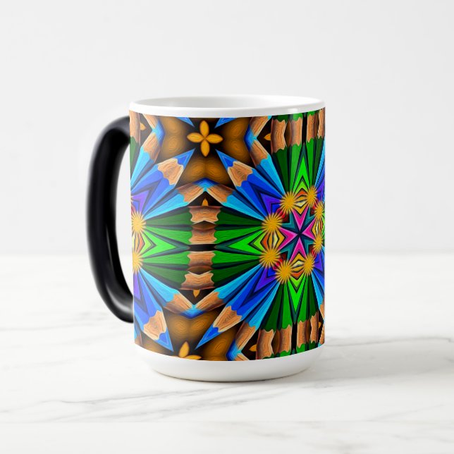 Unique Abstract Flowers Pattern Color Morph Mug (Front Left)
