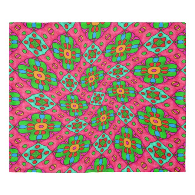Unique Abstract Flowers Pattern Duvet Cover (Front)