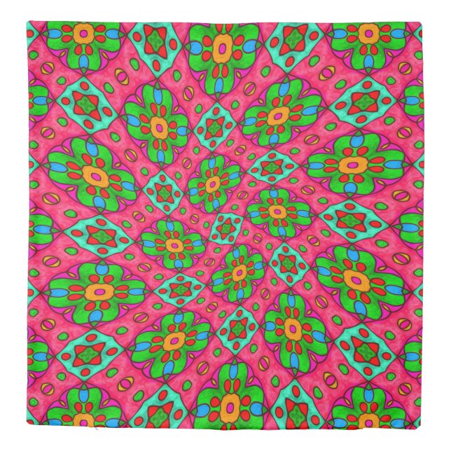Unique Abstract Flowers Pattern Duvet Cover (Back)