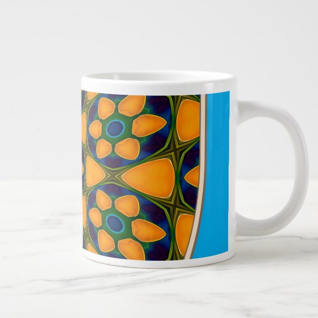 Unique Abstract Flowers Pattern Giant Coffee Mug (Right)
