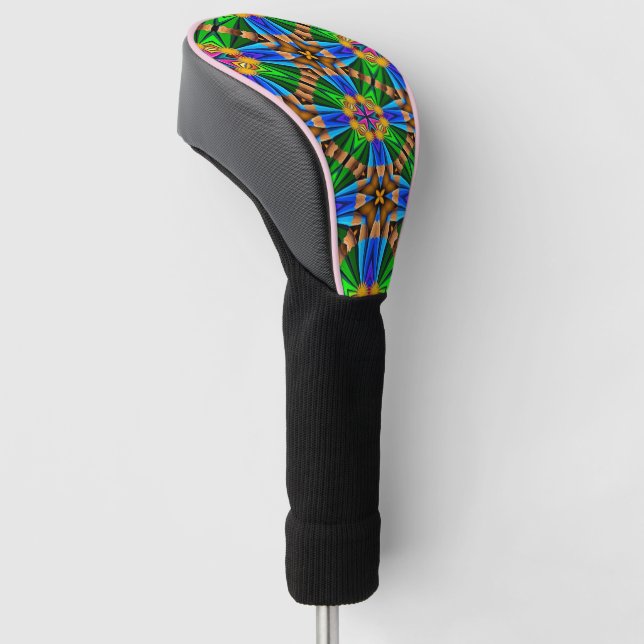 Unique Abstract Flowers Pattern Golf Head Cover (Angled)