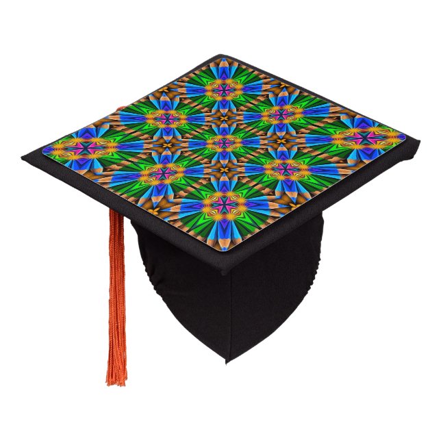Unique Abstract Flowers Pattern Graduation Cap Topper (Angled)