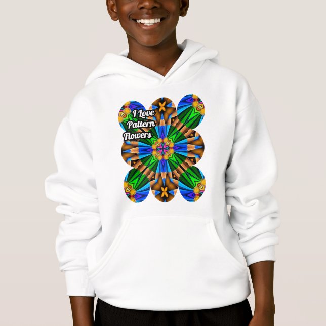 Unique Abstract Flowers Pattern Hoodie (Front)