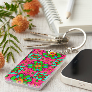 Unique Abstract Flowers Pattern Keychain