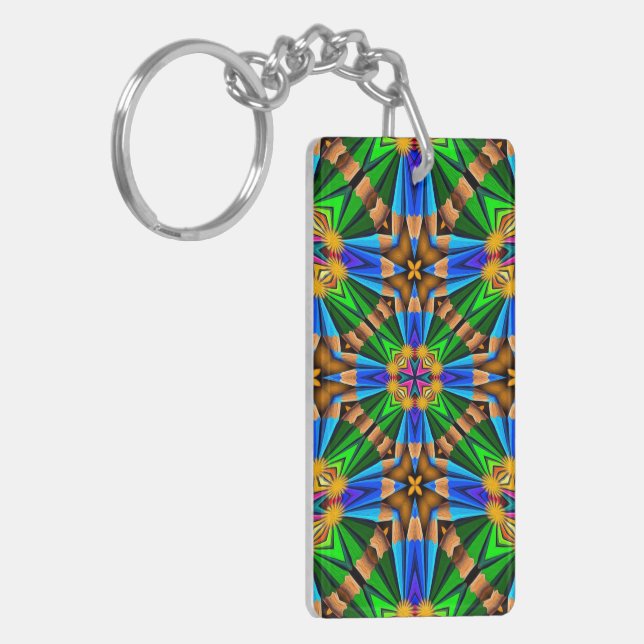 Unique Abstract Flowers Pattern Keychain (Front Left)