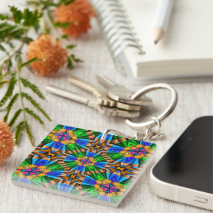 Unique Abstract Flowers Pattern Keychain