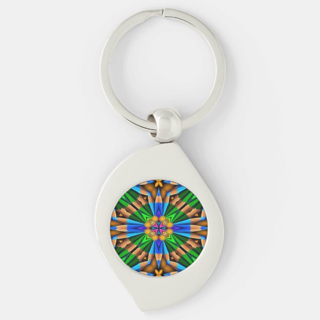 Unique Abstract Flowers Pattern Keychain (Front)