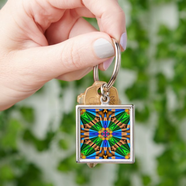 Unique Abstract Flowers Pattern Keychain (Hand)
