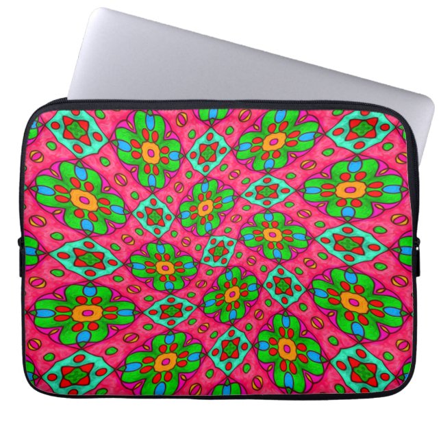 Unique Abstract Flowers Pattern Laptop Sleeve (Front)