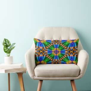 Unique Abstract Flowers Pattern Lumbar Pillow