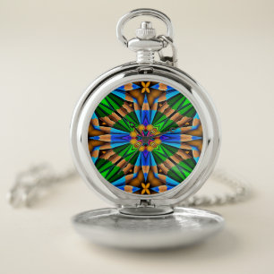 Unique Abstract Flowers Pattern Pocket Watch