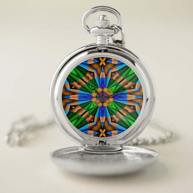 Unique Abstract Flowers Pattern Pocket Watch (Inside)