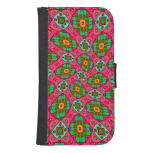 Unique Abstract Flowers Pattern Galaxy S4 Wallet Case