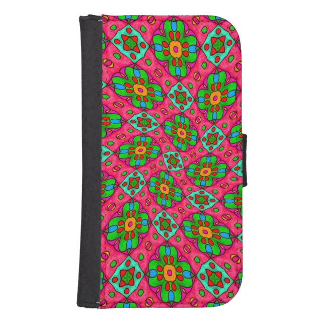 Unique Abstract Flowers Pattern Samsung Galaxy Wallet Case (Front)