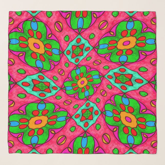 Unique Abstract Flowers Pattern Scarf (Front)