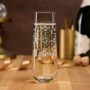 Unique Abstract Flowers Pattern Stemless Champagne Flute