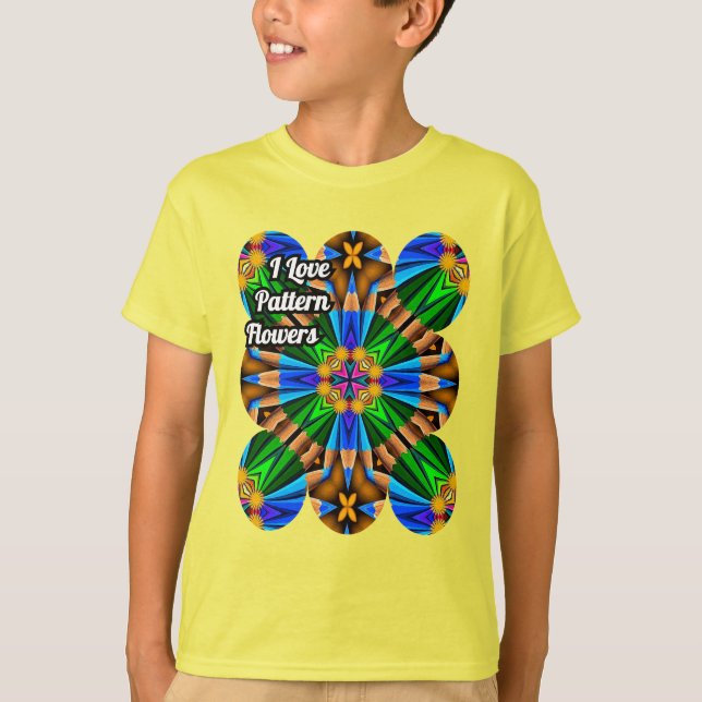 Unique Abstract Flowers Pattern T-Shirt (Front)