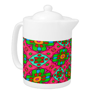 Unique Abstract Flowers Pattern Teapot