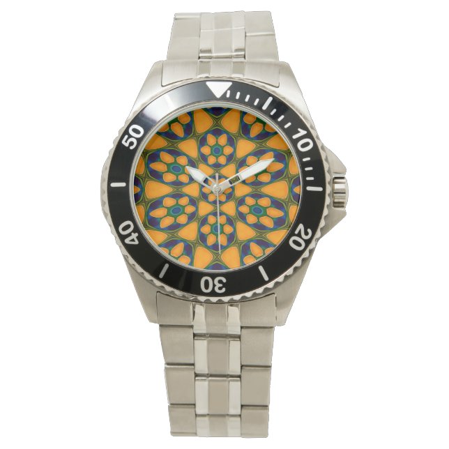 Unique Abstract Flowers Pattern Watch (Front)
