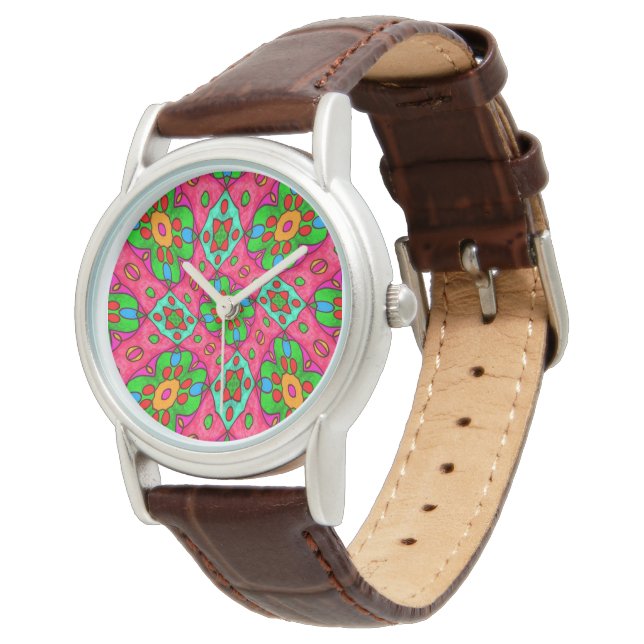 Unique Abstract Flowers Pattern Watch (Angled)