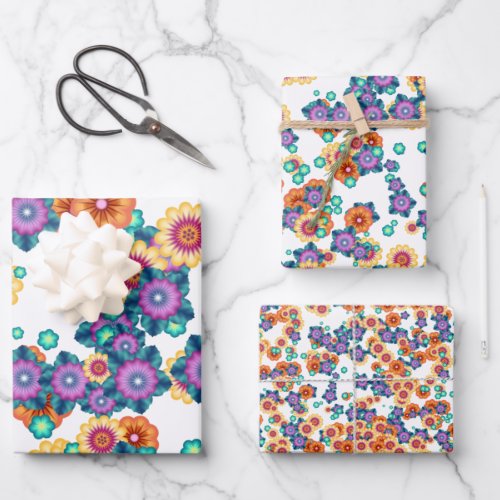 Unique Abstract Japanese Flowers Art Pattern Wrapping Paper Sheets