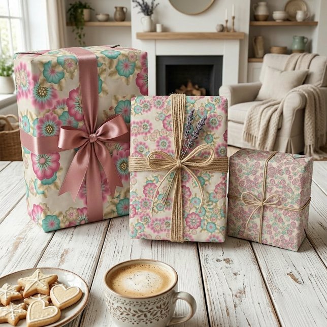 Unique Abstract Japanese Flowers Art Pattern Wrapping Paper Sheets (Creator Uploaded)