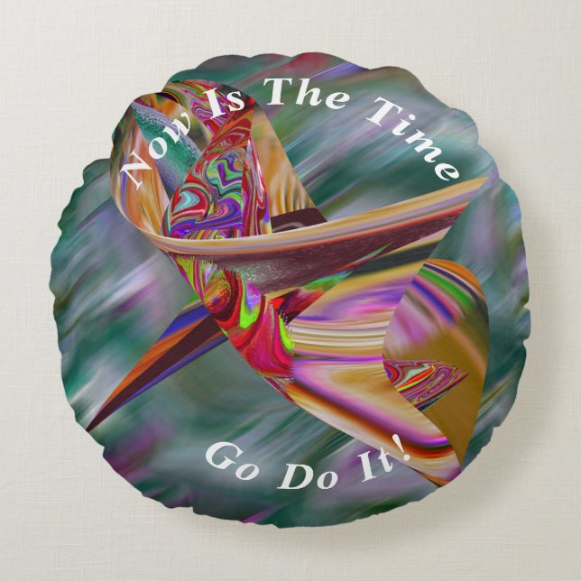 Unique Abstract Marble Liquified  Round Pillow (Front)