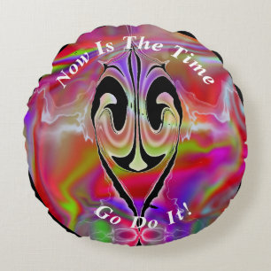 Unique Abstract Marble Liquified  Round Pillow