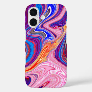 Unique Abstract Marbled Liquified & Colourful iPhone 16 Case