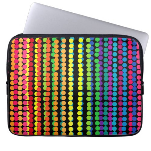 Unique Abstract Overlapping Rainbow Polka Dots Laptop Sleeve