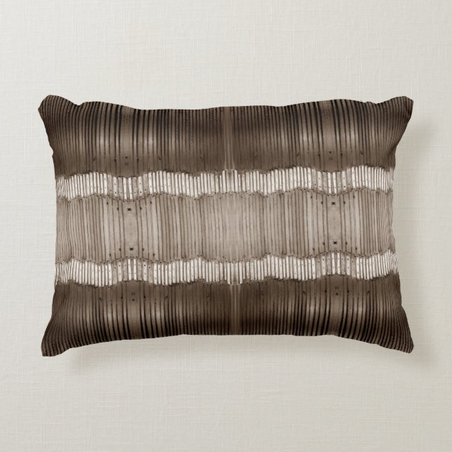 Unique Abstract Pattern Brown and Beige Accent Pillow (Front)