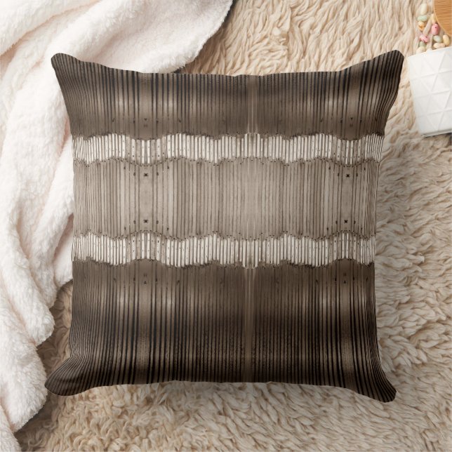 Unique Abstract Pattern Brown and Beige Throw Pillow (Blanket)