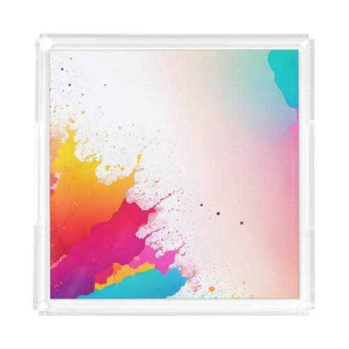 Unique abstract rainbow colored background design acrylic tray