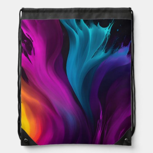 Unique abstract rainbow colored background design drawstring bag