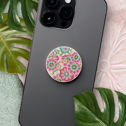 Unique Abstract Retro Japanese Flower Art Pattern PopSocket