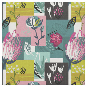 Unique Abstract Vintage Floral Fabric