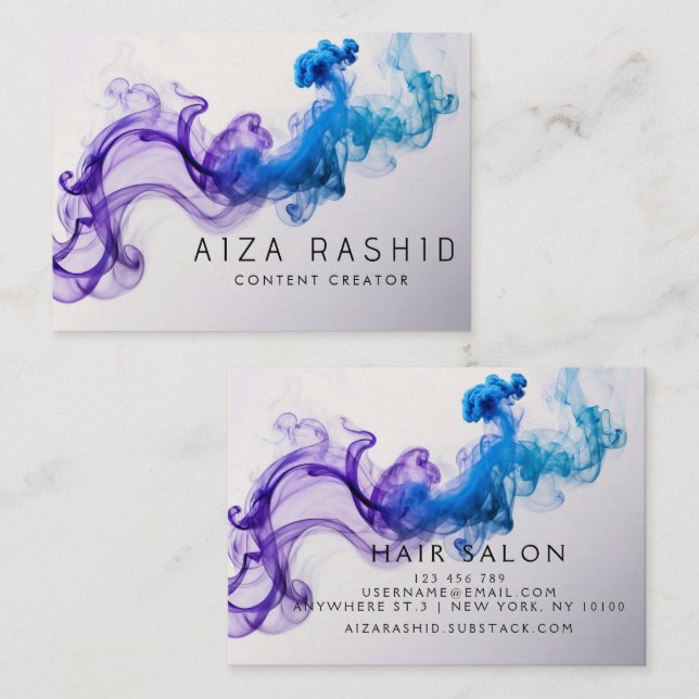 Unique  Abstract Watercolor Modern Purple  Business Card (Front/Back)