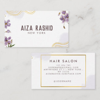 Unique Abstract Watercolor Modern Purple Gold Business Card