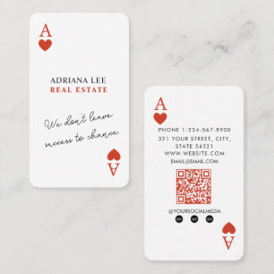 Unique Ace Hearts Real Estate Agent QR Code Business Card