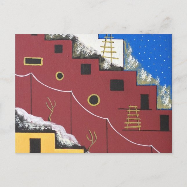 Unique Adobe Southwest Desert Folk Art Postcard (Front)