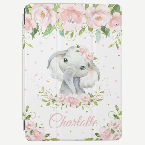 Unique Adorable Elephant Pastel Blush Pink Floral iPad Air Cover